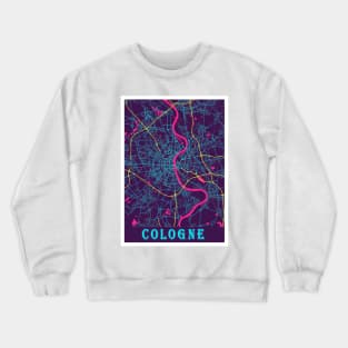 Cologne Neon City Map, Cologne Minimalist City Map Art Print Crewneck Sweatshirt